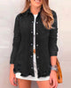 LookbookStore Womens Denim Jacket Western Button Up Shirts Distressed Ripped Jean Shacket Frayed Hem
