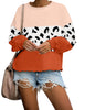 Coral Colorblock Drop Shoulder Pullover Sweater