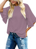 Mauve Shadows Women's Summer Blouse Casual Ruffle 3/4 Sleeve Tops Loose Shirts