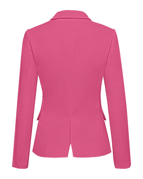 Womens Notched Lapel Pockets Button Work Office Blazer Jacket Suit