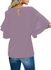 Mauve Shadows Women's Summer Blouse Casual Ruffle 3/4 Sleeve Tops Loose Shirts