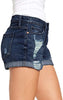 Women's High Waisted Rolled Hem Distressed Jeans Ripped Denim Shorts