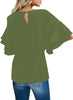 Women's Summer Blouse Casual Ruffle 3/4 Sleeve Tops Loose Shirts