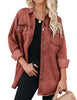 Burnt Ochre Button-Up Oversized Women's Denim Shacket