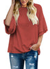 Cranberry Women's Summer Blouse Casual Ruffle 3/4 Sleeve Tops Loose Shirts