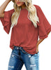 Cranberry Women's Summer Blouse Casual Ruffle 3/4 Sleeve Tops Loose Shirts