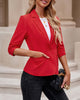 LookbookStore Women's Crop Sleeves Side Pockets Front Button Short Work Office Blazer Coats