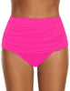 Hot Pink  High Waist Ruched Swim Bottom