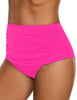 Hot Pink  High Waist Ruched Swim Bottom