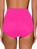 Hot Pink  High Waist Ruched Swim Bottom