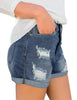 Women's High Waisted Rolled Hem Distressed Jeans Ripped Denim Shorts