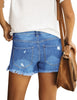 Women Summer High Waisted Sewn Cuffed Hem Buttons Denim Jean Shorts