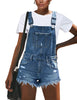 Women's Ripped Denim Bib Overall Shorts Raw Hem Shortall Jeans