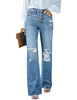 High Waisted Ripped Flare Jeans for Women Distressed Bell Bottom Jeans Wide Leg Pants