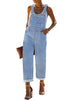 Light Blue Women's Overall Straight Leg Jumpsuits Stretch Loose Fit Baggy Bib