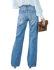 Light Blue High Waisted Ripped Flare Jeans for Women Distressed Bell Bottom Jeans Wide Leg Pants