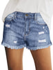 Women Summer High Waisted Sewn Cuffed Hem Buttons Denim Jean Shorts