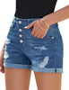 Women's Mid Rise Ripped Distressed Jeans Frayed Raw Hem Denim Shorts