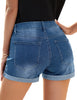 Women's Mid Rise Ripped Distressed Jeans Frayed Raw Hem Denim Shorts