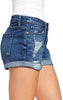 Women's High Waisted Rolled Hem Distressed Jeans Ripped Denim Shorts
