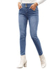 Blue Triple Button Fleece-Lined Skinny Denim Jeans