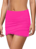 Hot Pink Tulip Hem Tassels Mid-Waist Ruched Swim Skirt