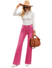 Pink Mid-Waisted Stretchable Straight Leg Denim Jeans