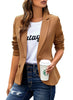 Womens Notched Lapel Pockets Button Work Office Blazer Jacket Suit