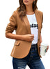 Womens Notched Lapel Pockets Button Work Office Blazer Jacket Suit