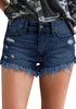 Women's Mid Rise Frayed Ripped Raw Hem Denim Jean Shorts