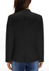 Back view of model wearing black V-neckline single button blazer