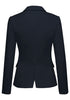Back view of navy back-slit notched lapel blazer's 3D image