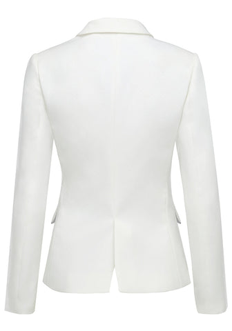 Womens Notched Lapel Pocket Button Work Office Blazer Jacket Suit
