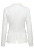 Back view of white back-slit notched lapel blazer's 3D image