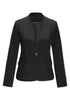 Front view of black V-neckline single button blazer's image