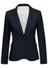 Front view of navy back-slit notched lapel blazer's 3D image
