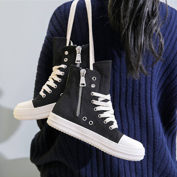 Neonjacc Thick Sole Womens Canvas Shoes High Top Sneakers