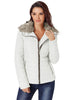 Women's Faux Fur Hooded Zip Quilted Puffer Jacket Lapel Parka Coat