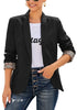 Model wearing black leopard lining back-slit notched lapel blazer's 3D image