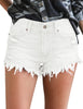 Women's Mid Rise Frayed Ripped Raw Hem Denim Jean Shorts