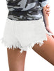 Women's Mid Rise Frayed Ripped Raw Hem Denim Jean Shorts