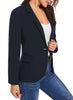 Womens Notched Lapel Pocket Button Work Office Blazer Jacket Suit