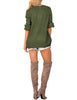 LookbookStore Army Green Women's Knit Long Sleeve Faux Wrap Surplice V Neck Sweater Top