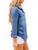 Women's Long Sleeve Collared Shirt Button Down Denim Blouse Tops