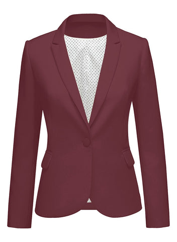 Womens Notched Lapel Pockets Button Work Office Blazer Jacket Suit