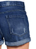 Women's High Waisted Rolled Hem Distressed Jeans Ripped Denim Shorts