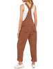 Brown Women's Casual Stretch Denim Bib Overalls Pants Pocketed Jeans Jumpsuits