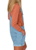 Women's Ripped Denim Bib Overall Shorts Raw Hem Shortall Jeans