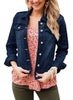 Pink Women's Basic Long Sleeves Button Down Fitted Denim Jean Jackets