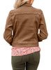 Brown Women's Basic Long Sleeves Button Down Fitted Denim Jean Jackets
